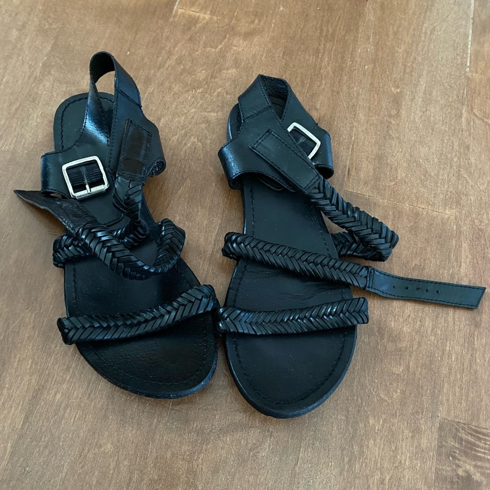 Charles by Charles David black leather braided sandals